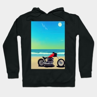 RETRO STYLE CHOPPER MOTORCYCLE ON A BEACH Hoodie